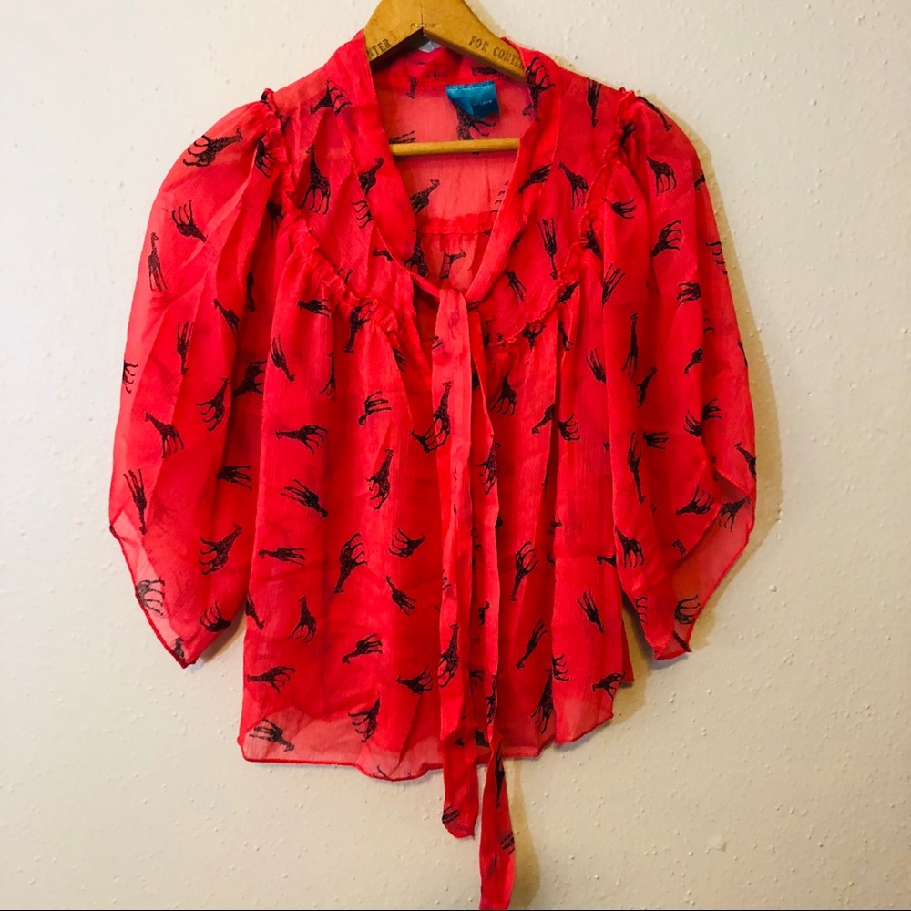 ❤️ Color of Love Sheer Top with Giraffe- Large